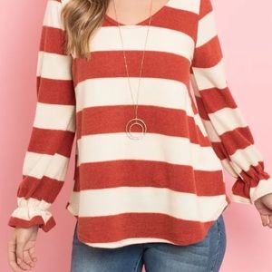 Cream/Rust Striped Top